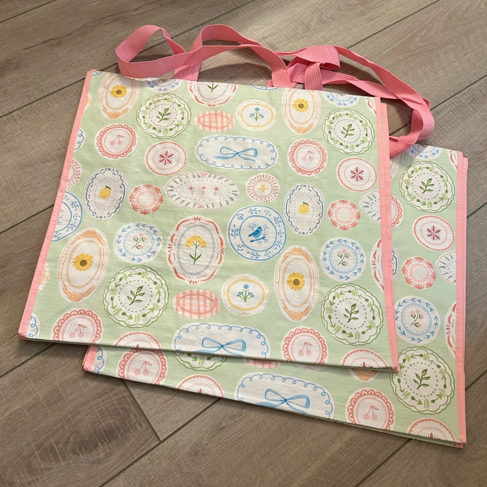 Homegoods TJMaxx Marshalls Viral Colorful Floral Print Tote Bags (Set of 2) NWOT